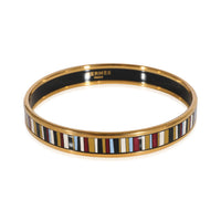 Hermès Plated Enamel Narrow Carioca Stripes Bangle (62mm)