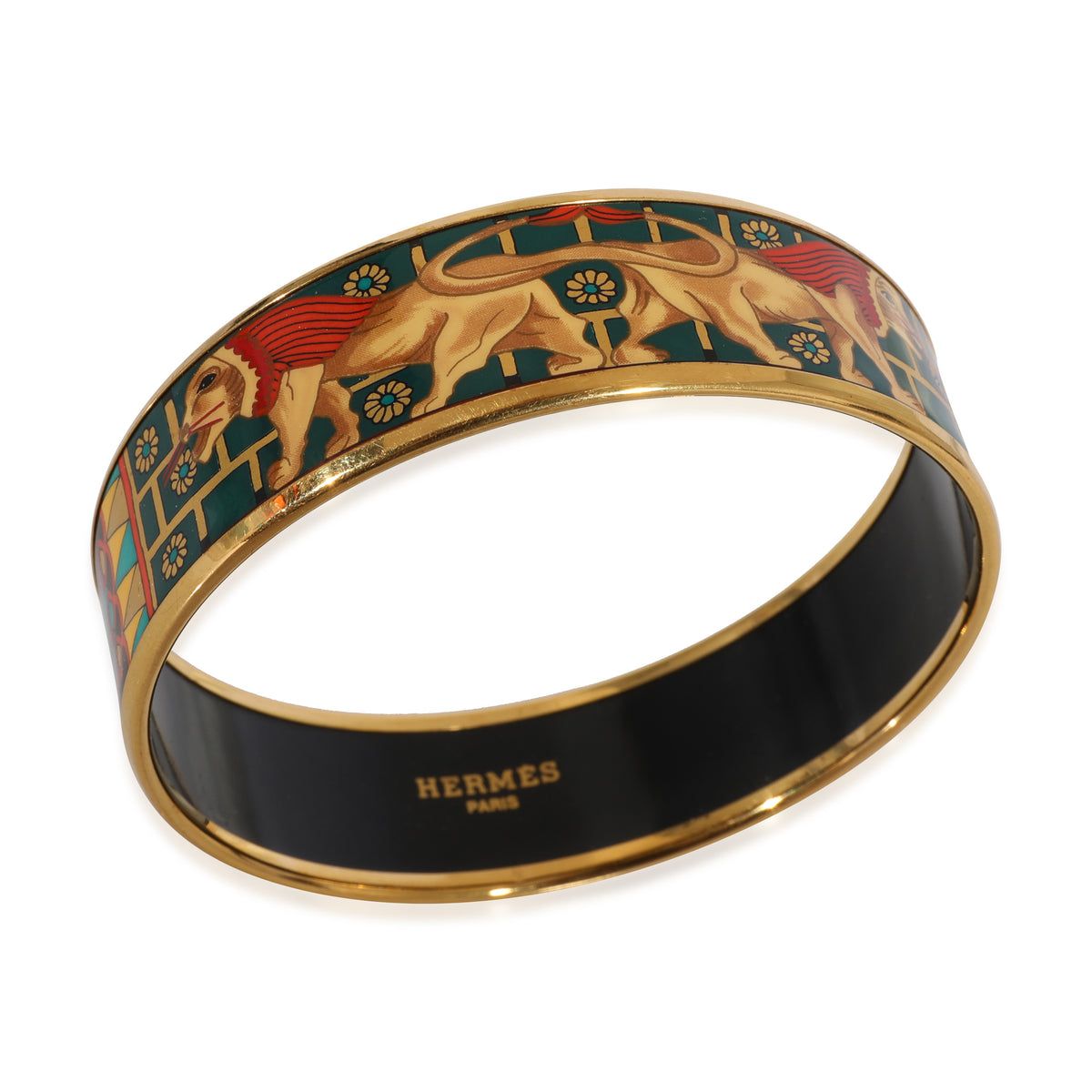 Hermès Gold Tone Bracelet with Lions