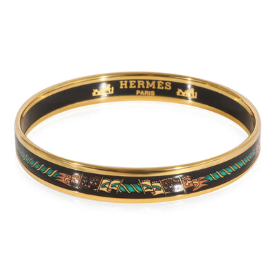 Hermès Plated Enamel Narrow Bangle with Flags (62mm)