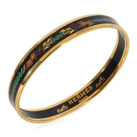 Hermès Plated Enamel Narrow Bangle with Flags (62mm)