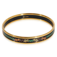 Hermès Plated Enamel Narrow Bangle with Flags (62mm)