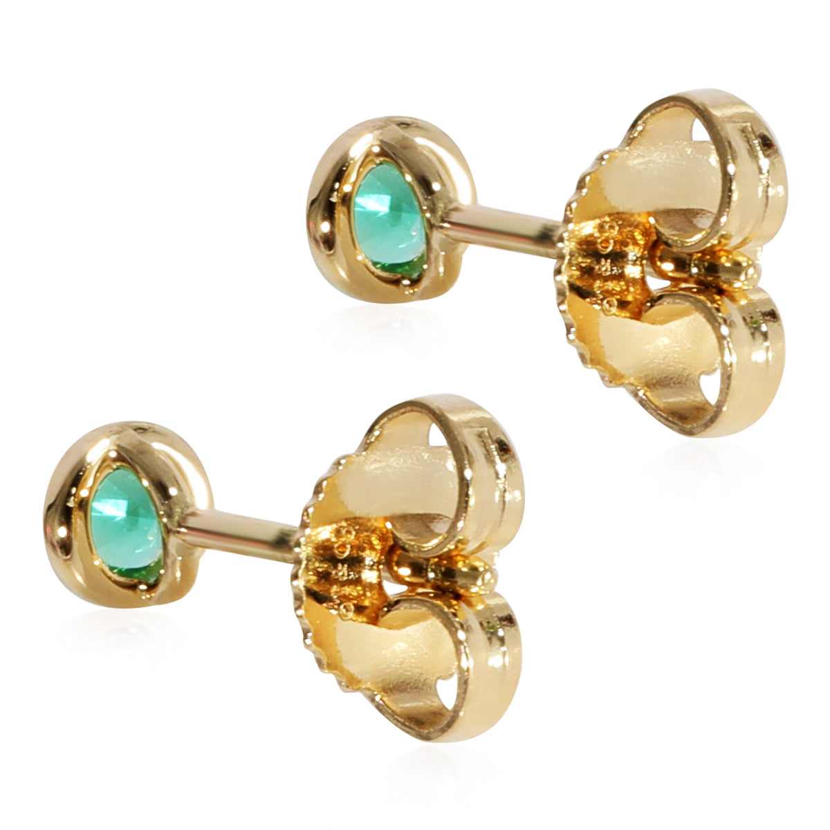 Tiffany Elsa Peretti Emerald Stud Earring in 18k Yellow Gold