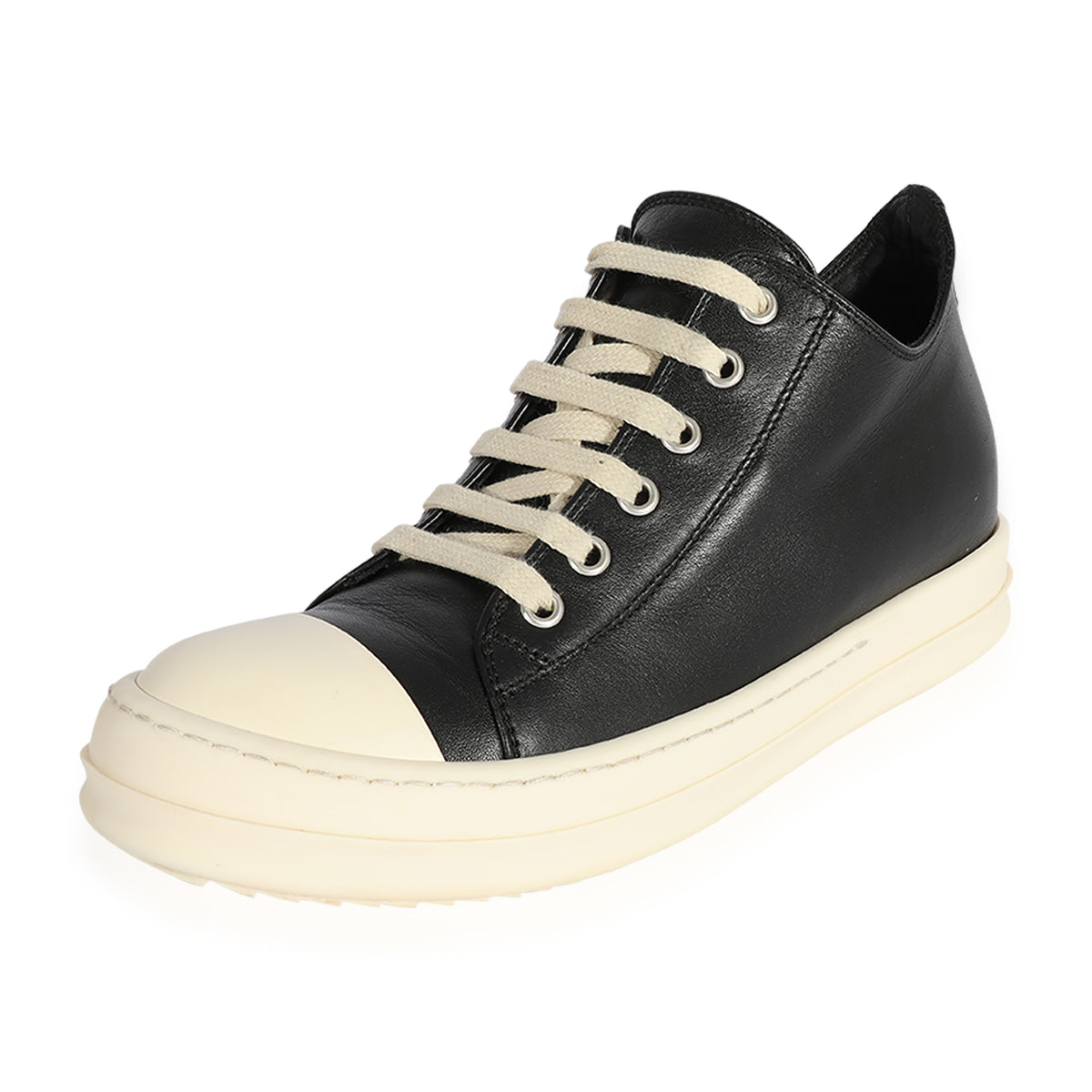 Rick Owens Wmns Strobe Leather Low Black Milk