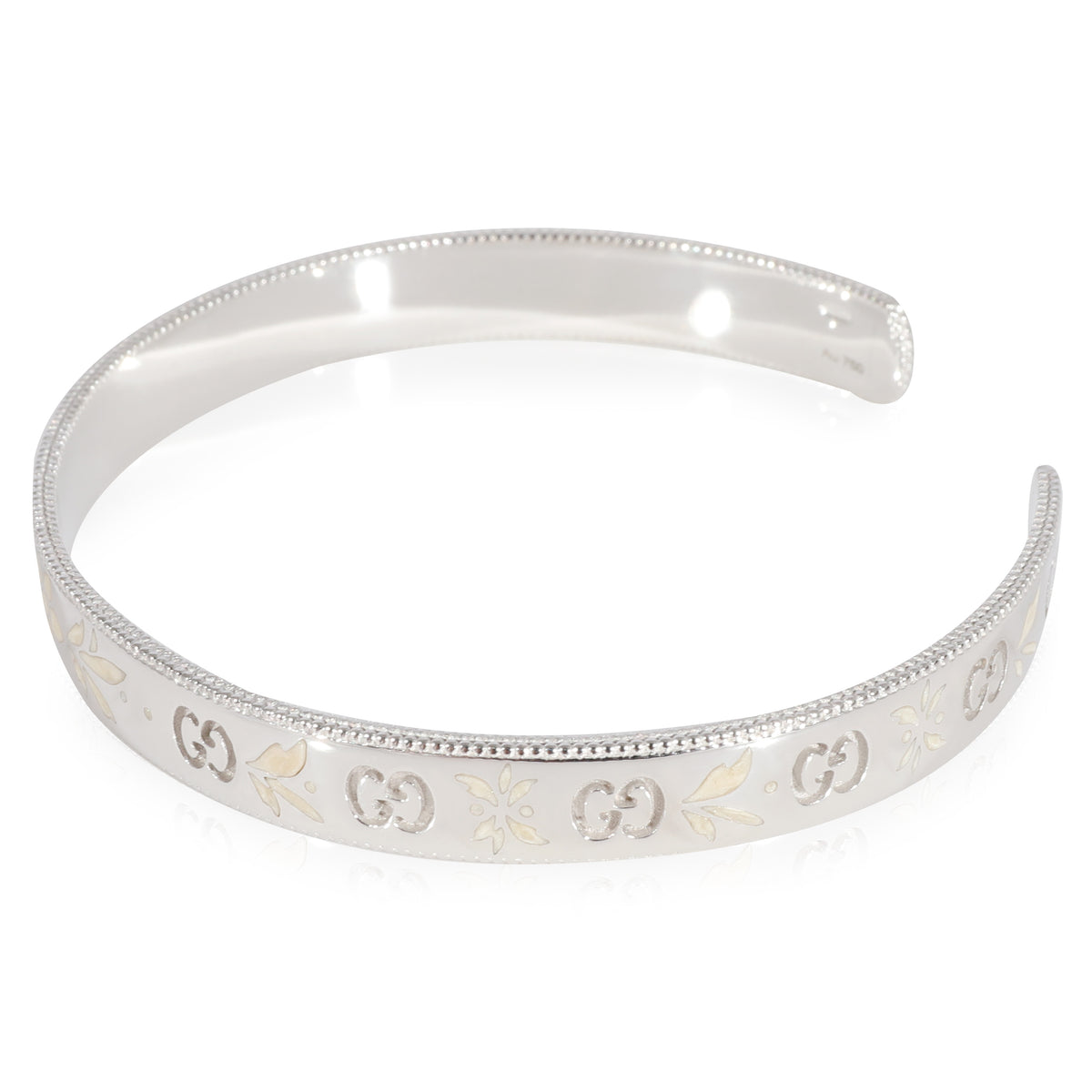 Gucci  Enamel Mystic Blooms Cuff  in 18k White Gold