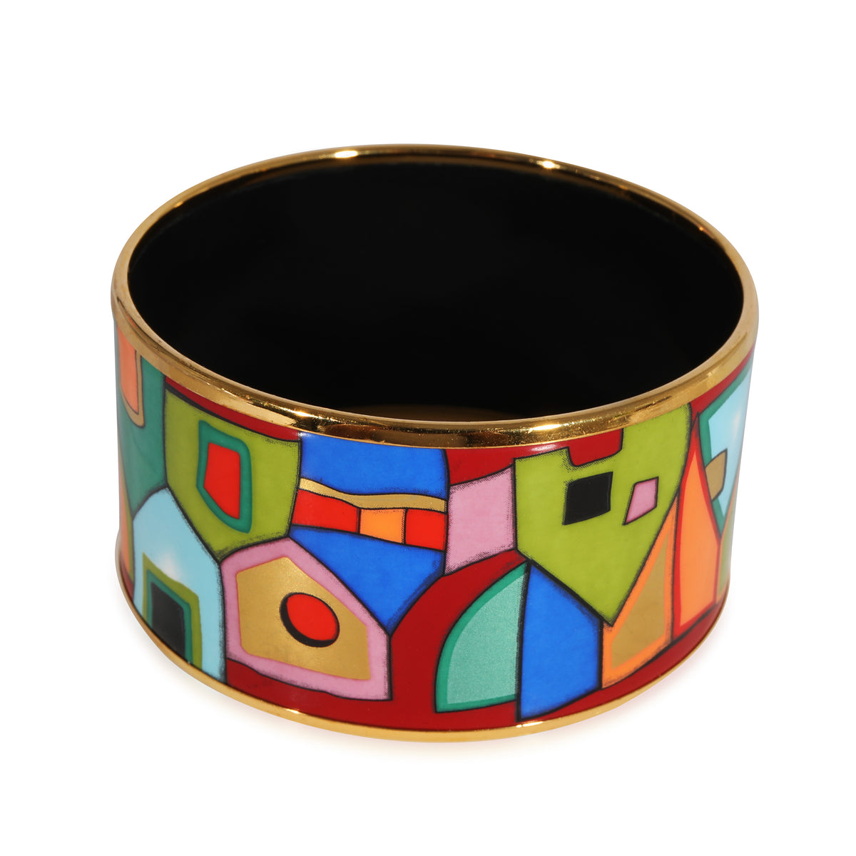 Gold Plated FreyWille Hommage a Hundertwasser Extra Wide Enamel Bangle