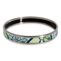 Hermès Plated Fouet de Cheval Blue-Green Narrow Enamel Bangle (59MM)