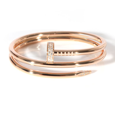 Cartier Juste Un Clou Double Wrap Diamond Bracelet in 18K Rose Gold (Size 15)