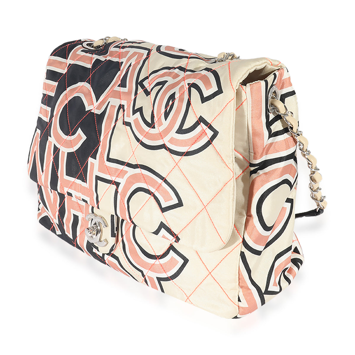 Chanel Multicolor Cannage Fabric Medium Double Flap Bag