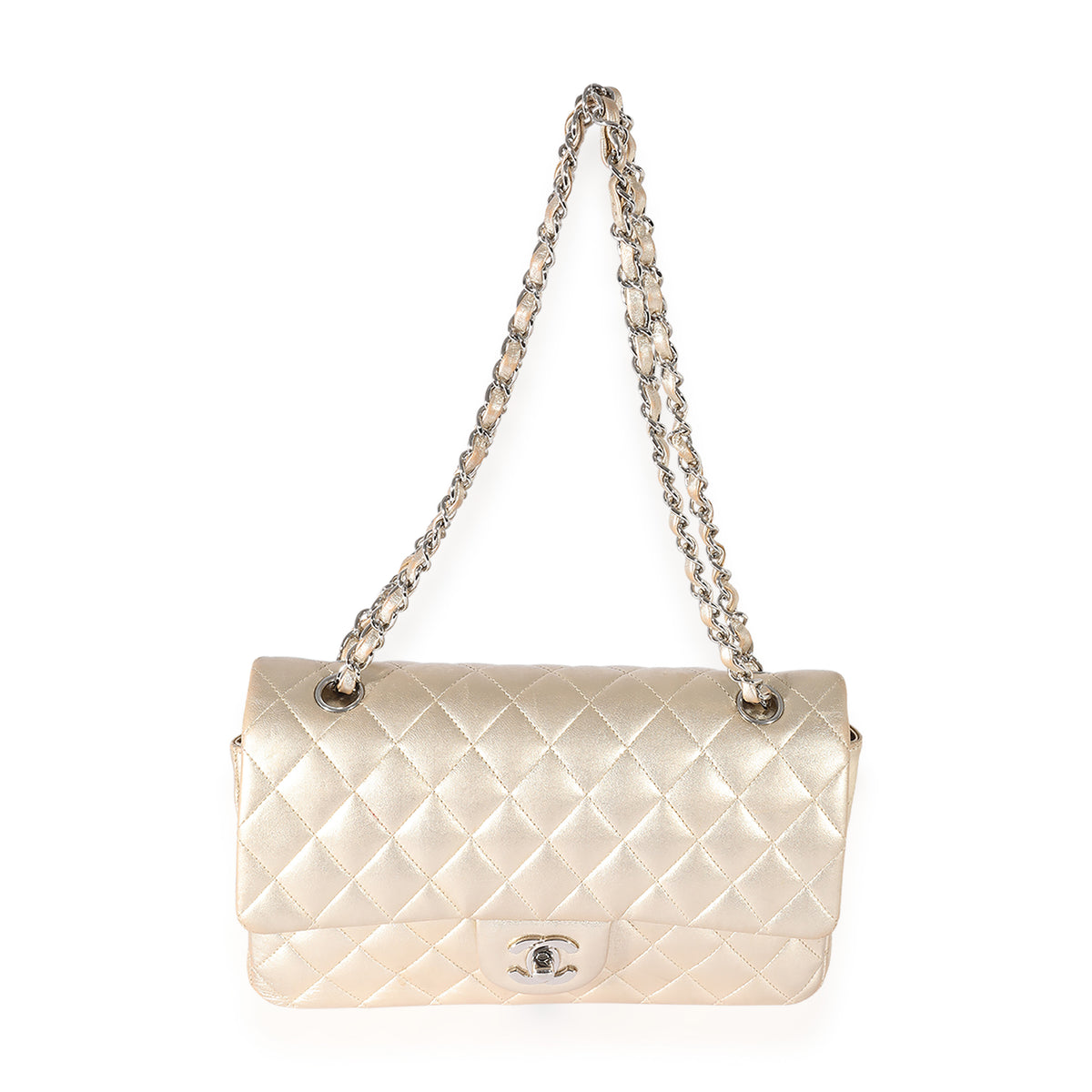 Chanel Metallic Gold Quilted Lambskin Medium Classic Double Flap