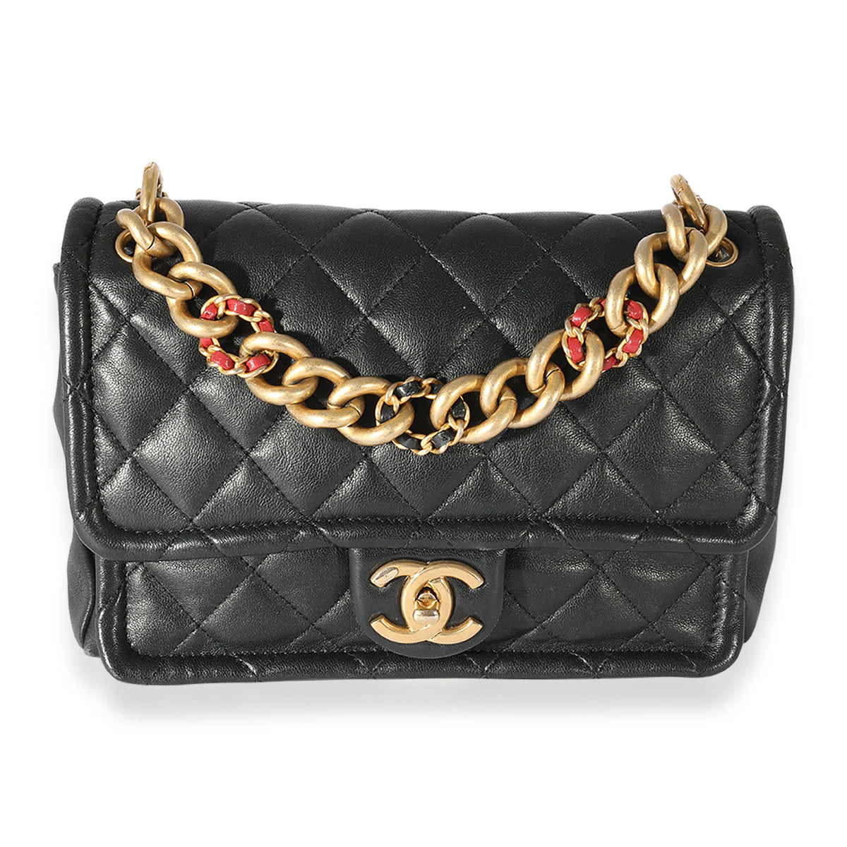 Chanel Black Quilted Lambskin Chain Link Bag