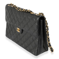 Chanel Vintage Black Caviar 24K Jumbo Classic Flap