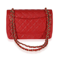 Chanel Red Quilted Caviar Jumbo Classic Double Flap Bag