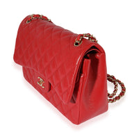 Chanel Red Quilted Caviar Jumbo Classic Double Flap Bag