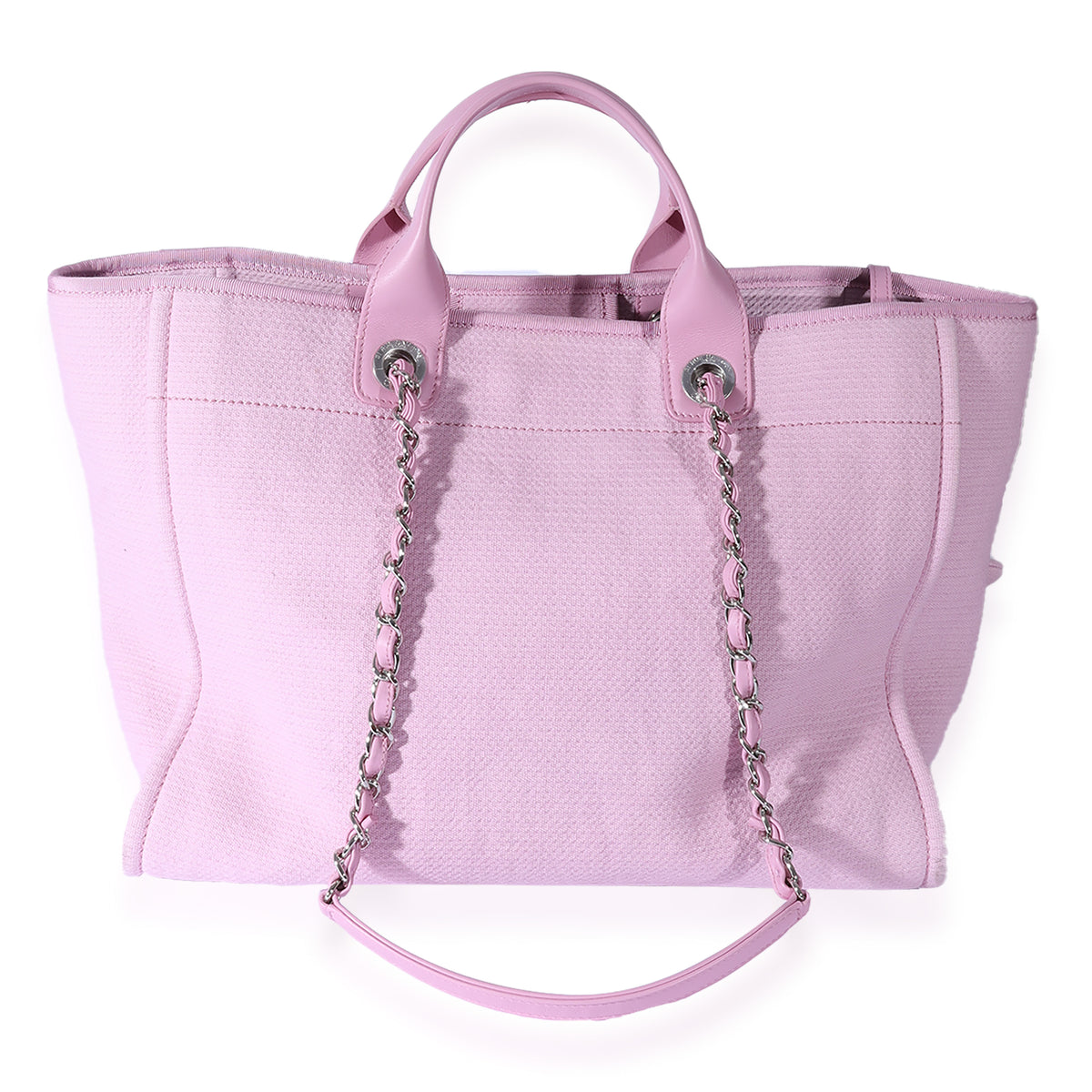 chanel pink canvas tote