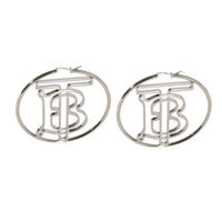 Burberry TB Monogram Palladium Plated Hoop Earrings