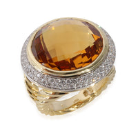 David Yurman Cerise Citrine Diamond Ring in 18k Yellow Gold 0.70 CTW