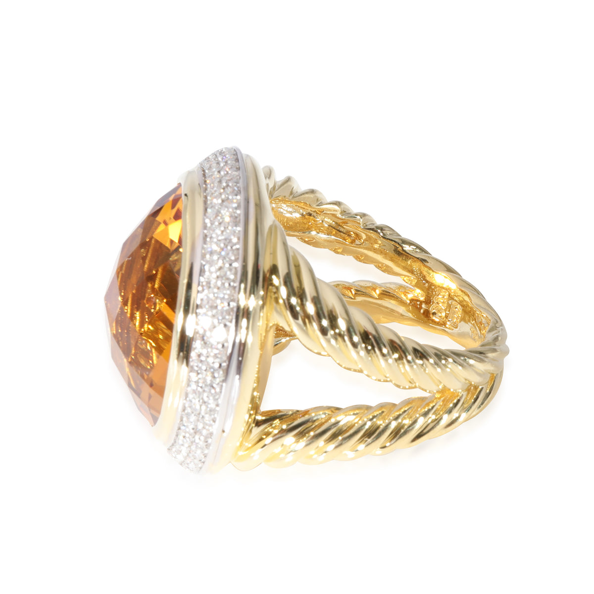 David Yurman Cerise Citrine Diamond Ring in 18k Yellow Gold 0.70 CTW