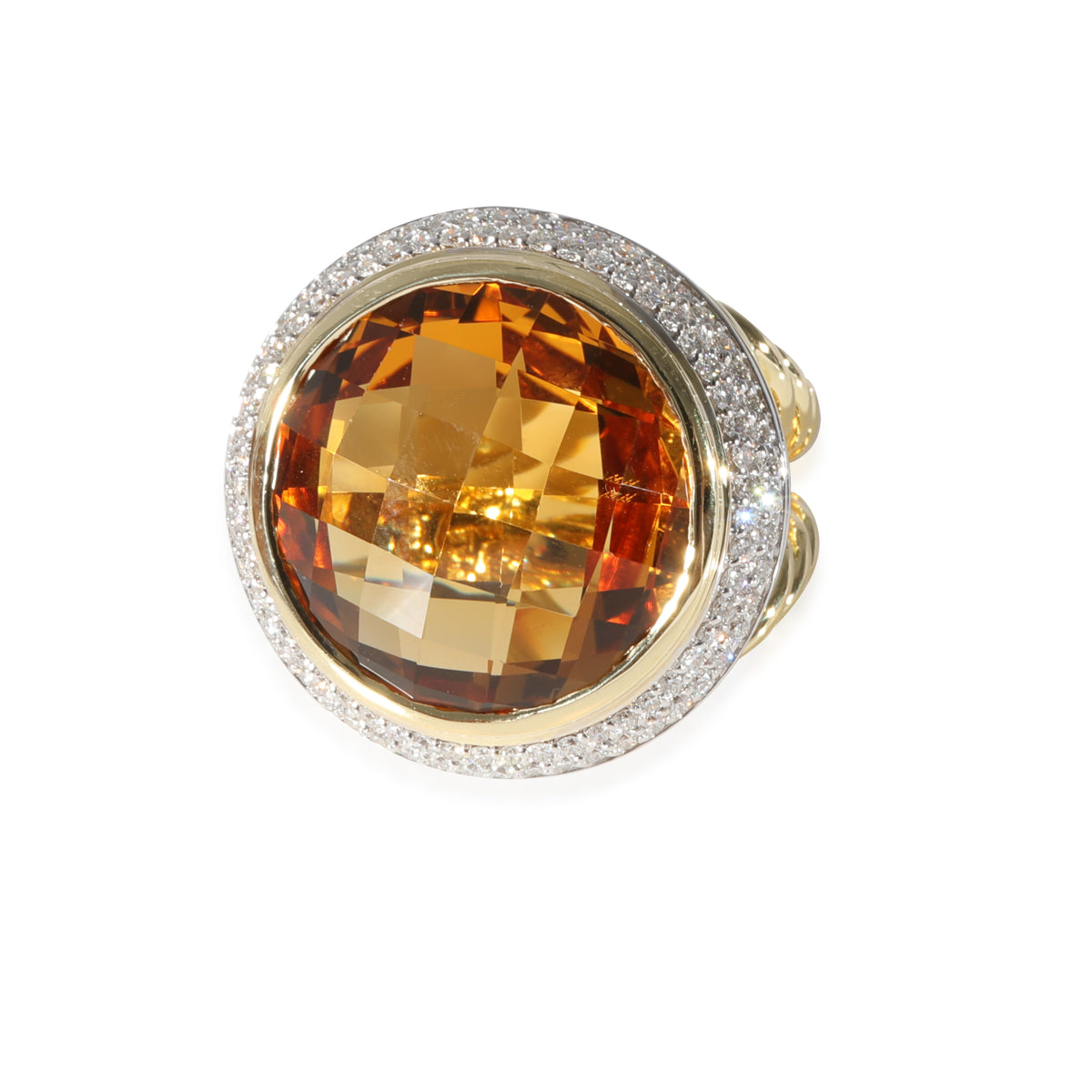 David Yurman Cerise Citrine Diamond Ring in 18k Yellow Gold 0.70 CTW