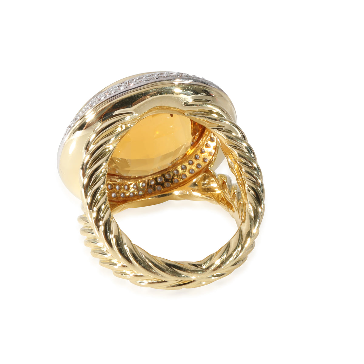 David Yurman Cerise Citrine Diamond Ring in 18k Yellow Gold 0.70 CTW