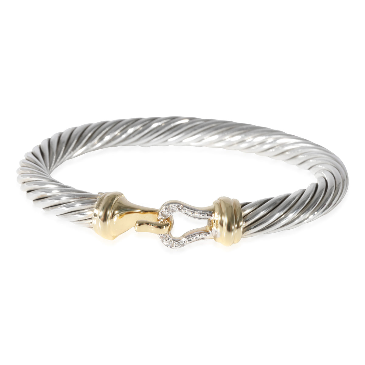 David Yurman Cable Collection Diamond Bracelet in 18k Yellow Gold/Silver