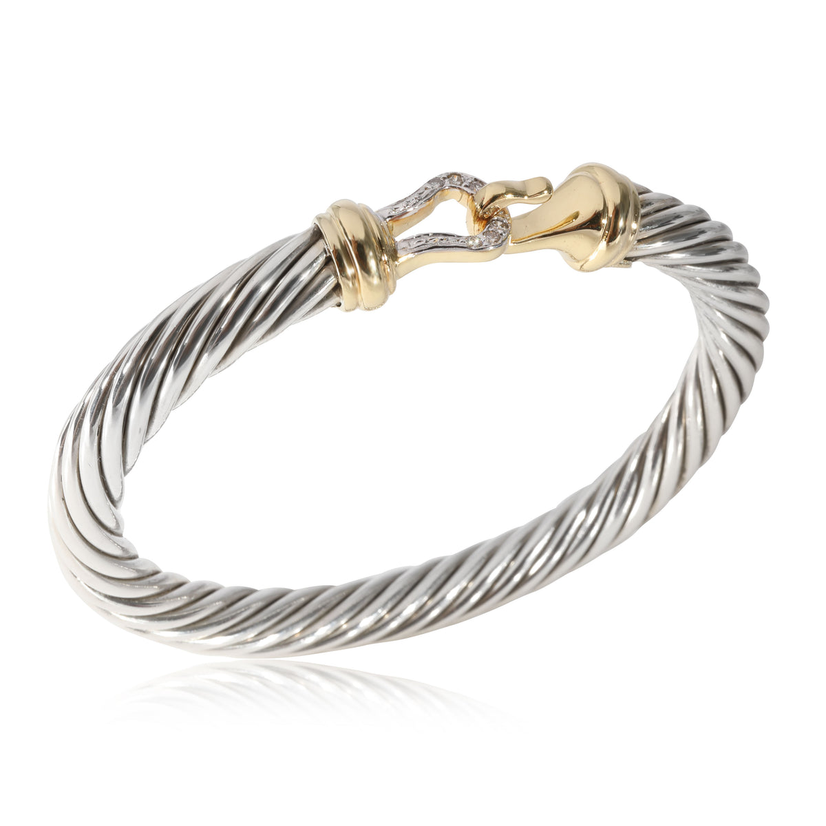 David Yurman Cable Collection Diamond Bracelet in 18k Yellow Gold/Silver