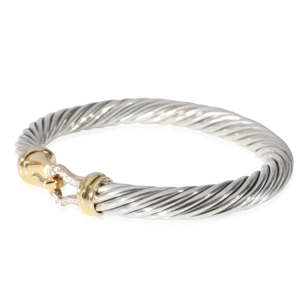 David Yurman Cable Collection Diamond Bracelet in 18k Yellow Gold/Silver