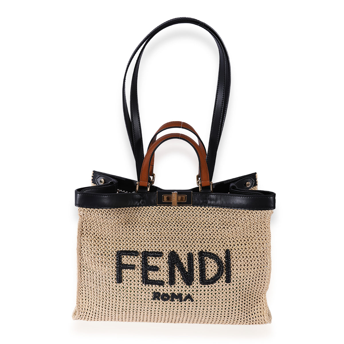 Fendi Raffia Vitello Macrame Large Peekaboo X-Tote myGemma