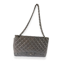 Chanel Grey Quilted Lambskin Maxi Classic Single Flap Bag