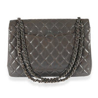 Chanel Grey Quilted Lambskin Maxi Classic Single Flap Bag