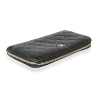 Chanel Black Quilted Caviar L-Gusset Zip-Around Wallet