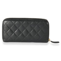 Chanel Black Quilted Caviar L-Gusset Zip-Around Wallet