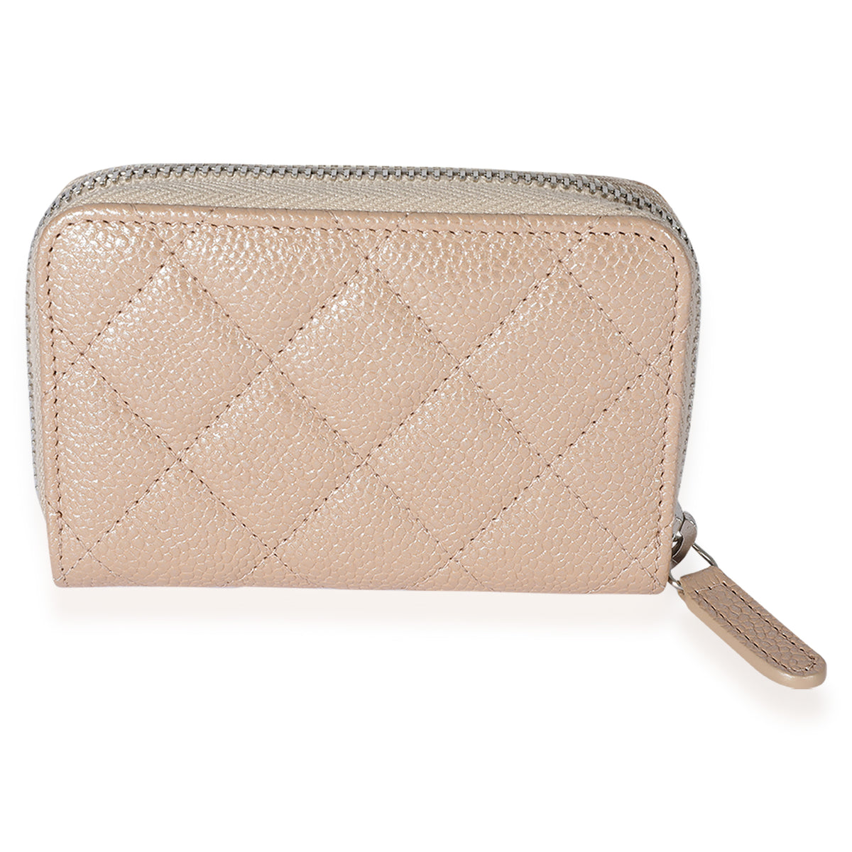 Chanel Pearly Beige Quilted Caviar Zip-Around Coin Purse