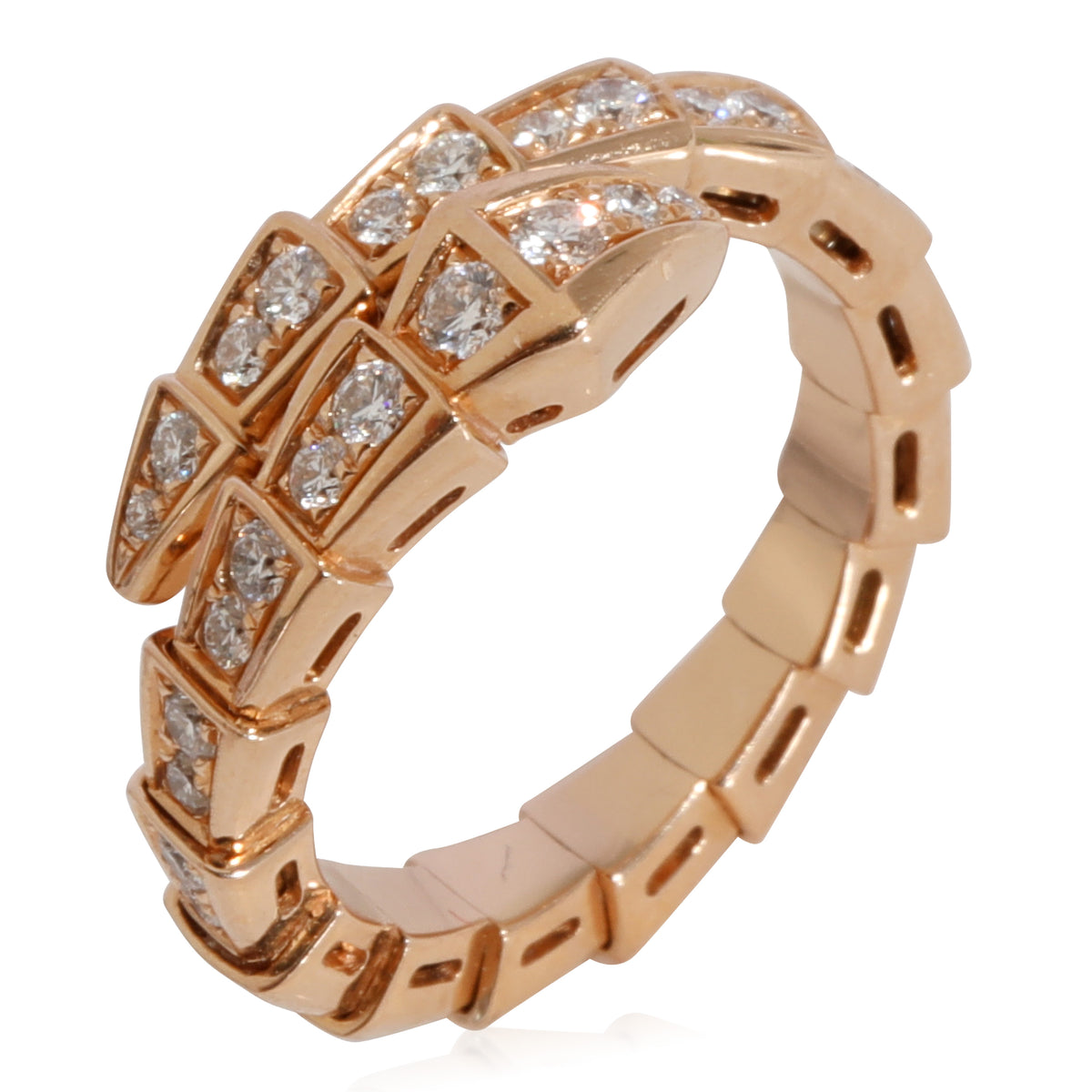 BVLGARI Serpenti Viper Diamond Ring in 18k Rose Gold 0.66 CTW