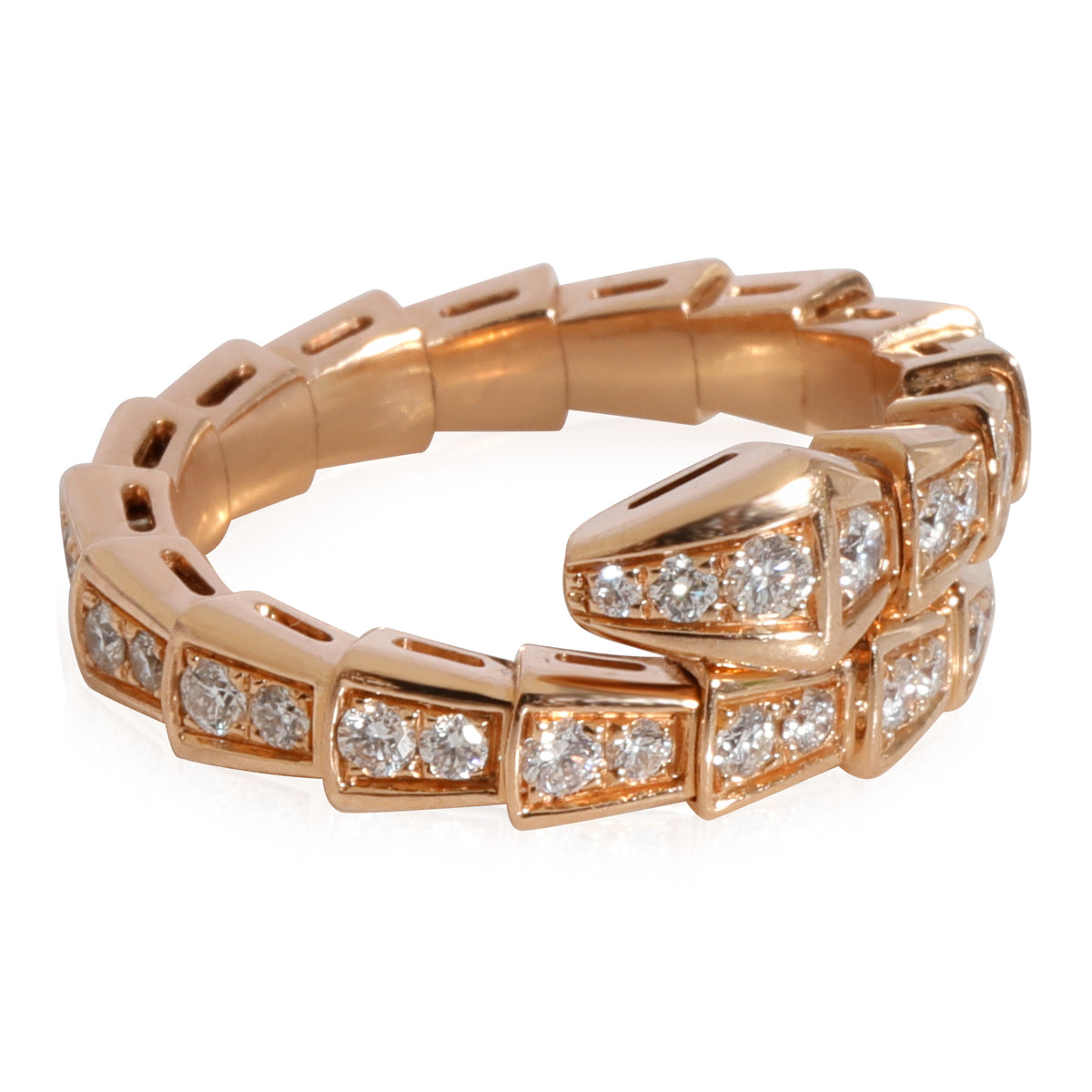 BVLGARI Serpenti Viper Diamond Ring in 18k Rose Gold 0.66 CTW