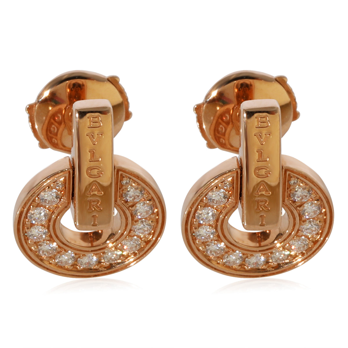 BVLGARI Bvlgari Bvlgari Diamond Earrings in 18k Rose Gold 0.38 CTW