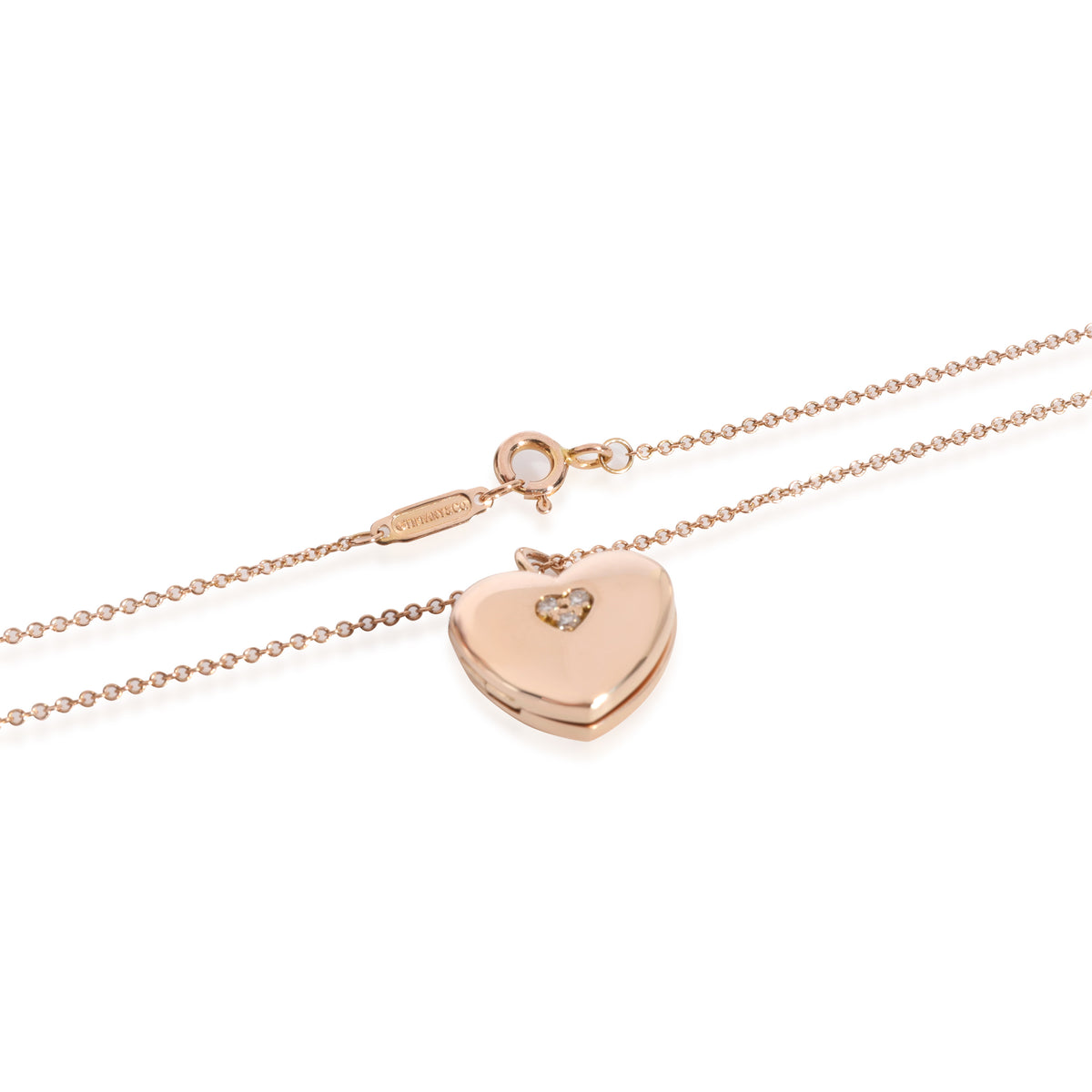 Tiffany & Co. 18K Rose Gold and Diamond Heart Lock Pendant Necklace