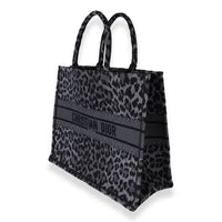 Christian Dior Black & Gray Leopard Mizza Embroidery Large Book Tote