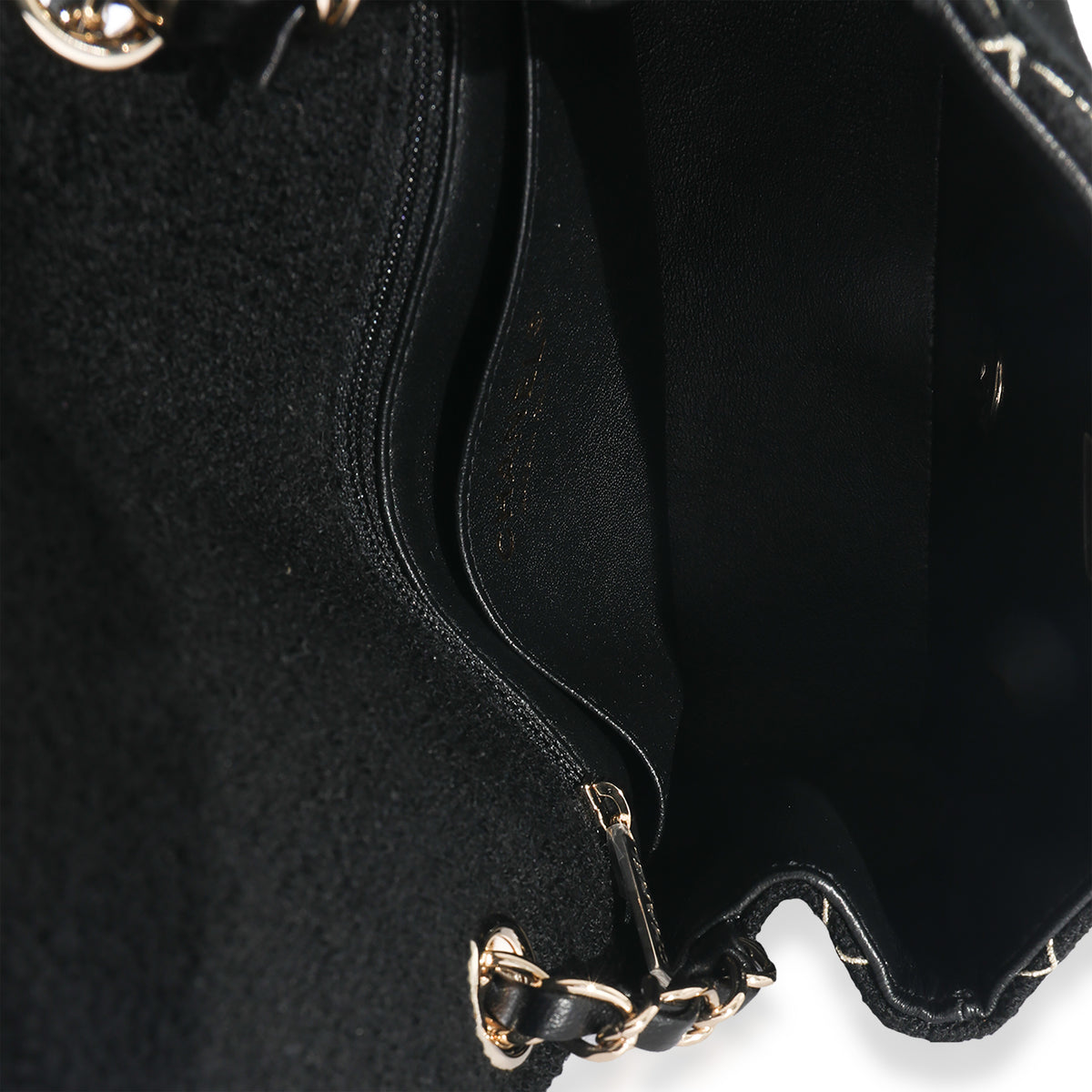 Chanel Black Velvet & Tweed Diamond Stitch Square Mini Flap Bag