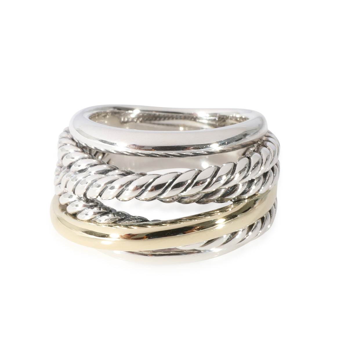 David Yurman Crossover Ring in 14k Yellow Gold/Sterling Silver