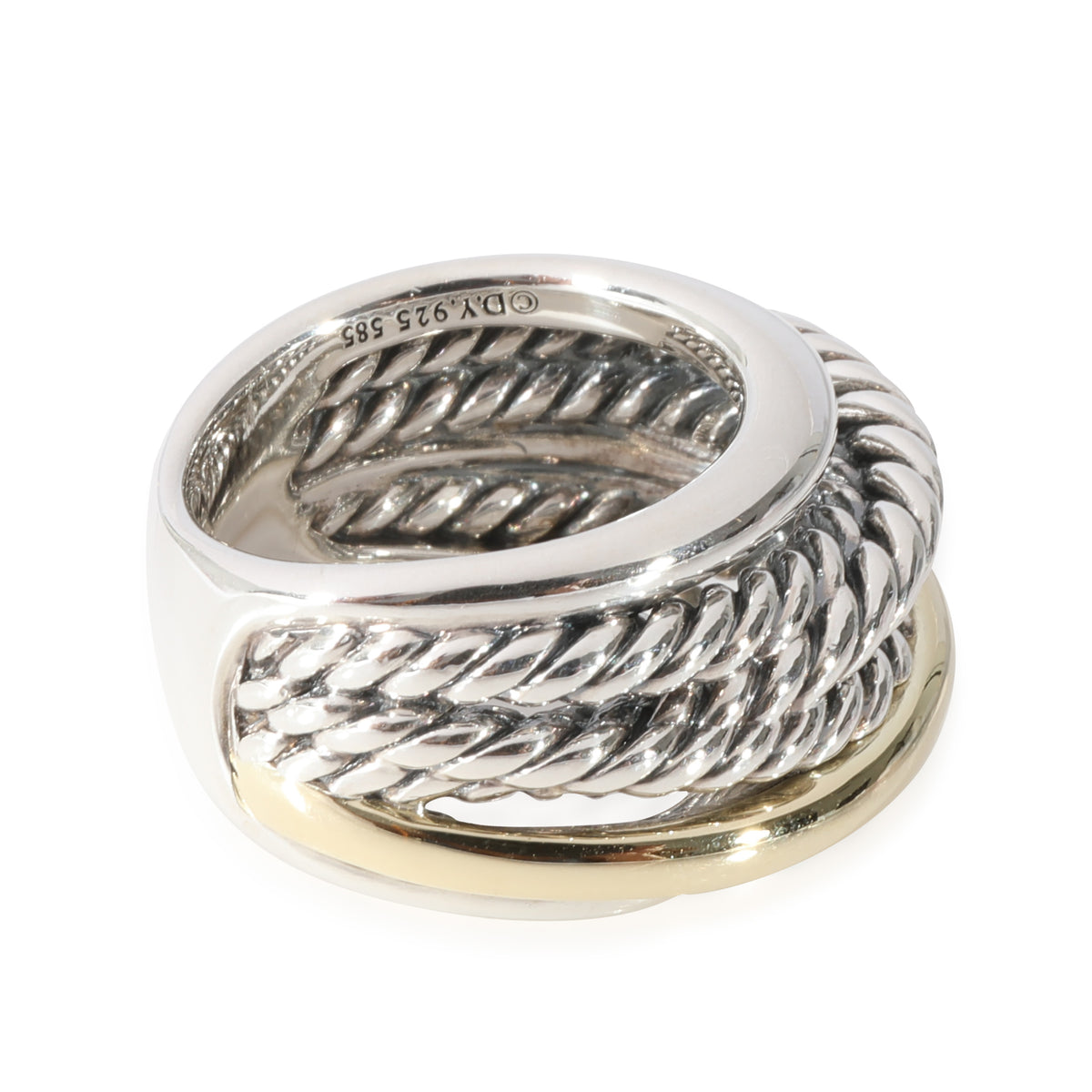 David Yurman Crossover Ring in 14k Yellow Gold/Sterling Silver