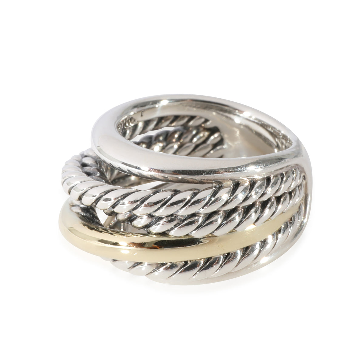 David Yurman Crossover Ring in 14k Yellow Gold/Sterling Silver