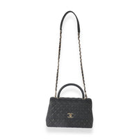 Chanel Black Quilted Caviar Medium Coco Top Handle Bag