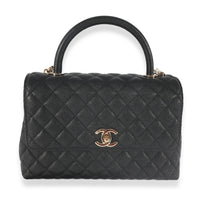 Chanel Black Quilted Caviar Medium Coco Top Handle Bag