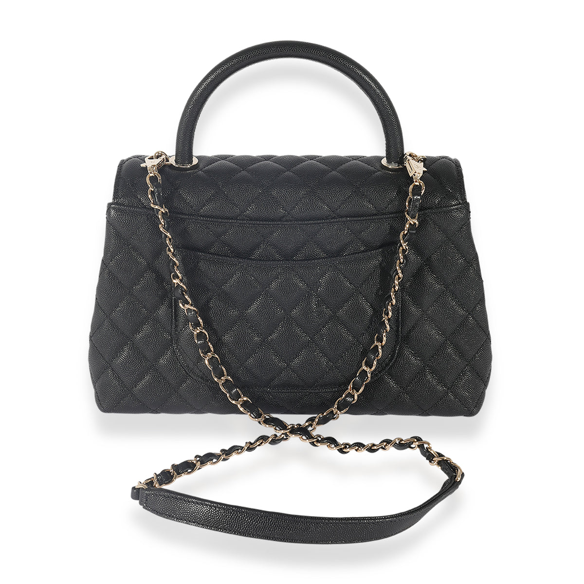 Chanel Black Quilted Caviar Medium Coco Top Handle Bag