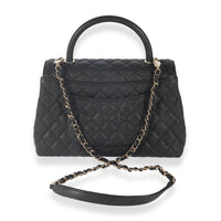 Chanel Black Quilted Caviar Medium Coco Top Handle Bag