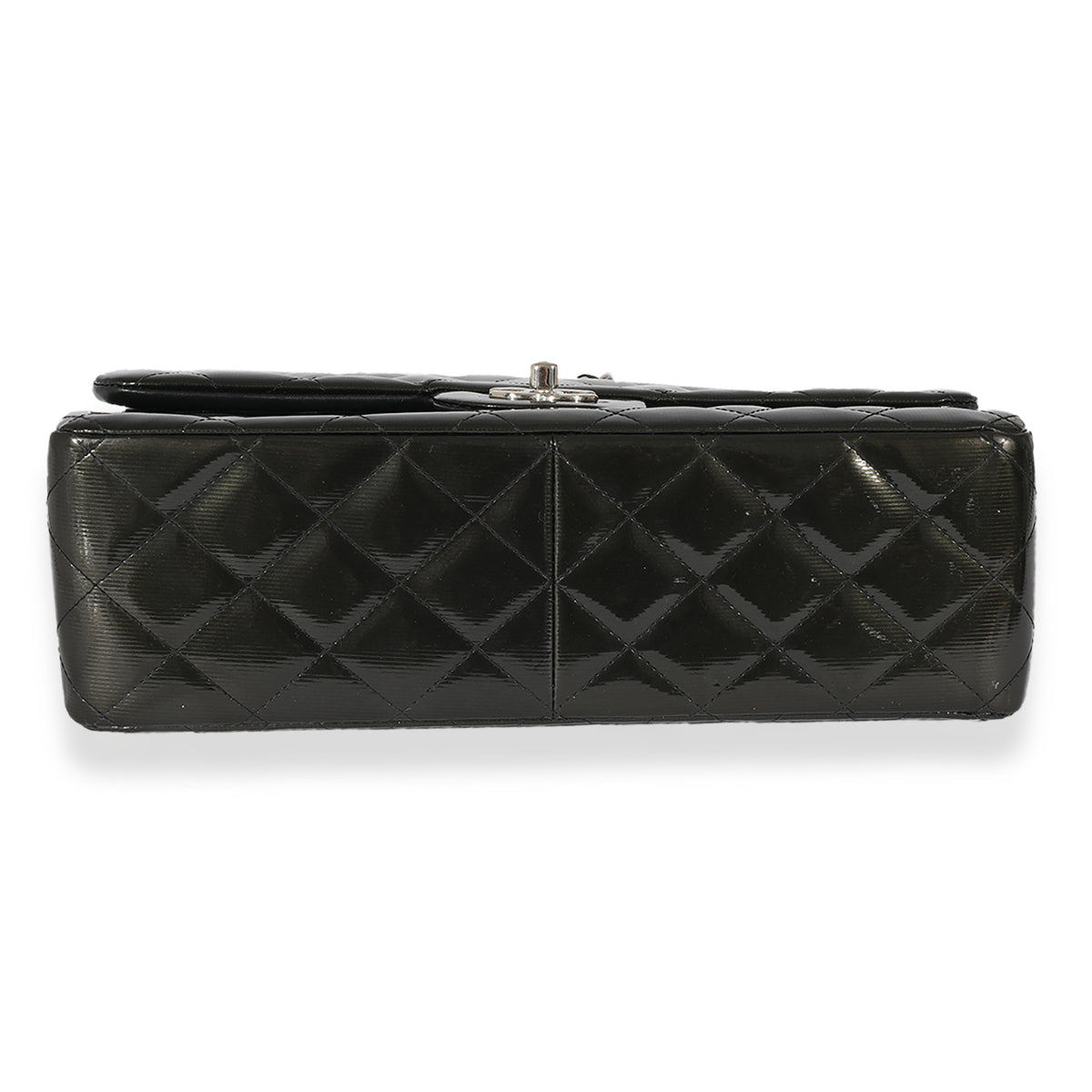 Chanel Black White Stripped Patent Leather Wallet
