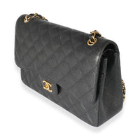 Chanel Black Quilted Caviar Jumbo Double Flap Bag