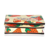 Gucci Creme Calfskin Strawberry Print Zumi Chain Card Case