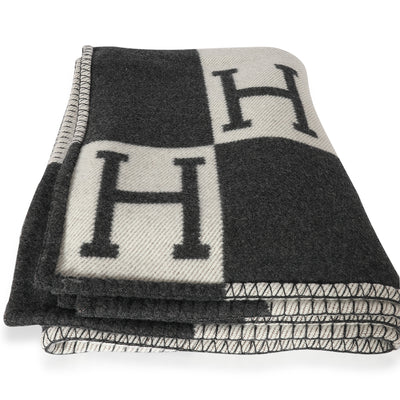 Hermes Écru Gris Foncé Avalon Throw Blanket