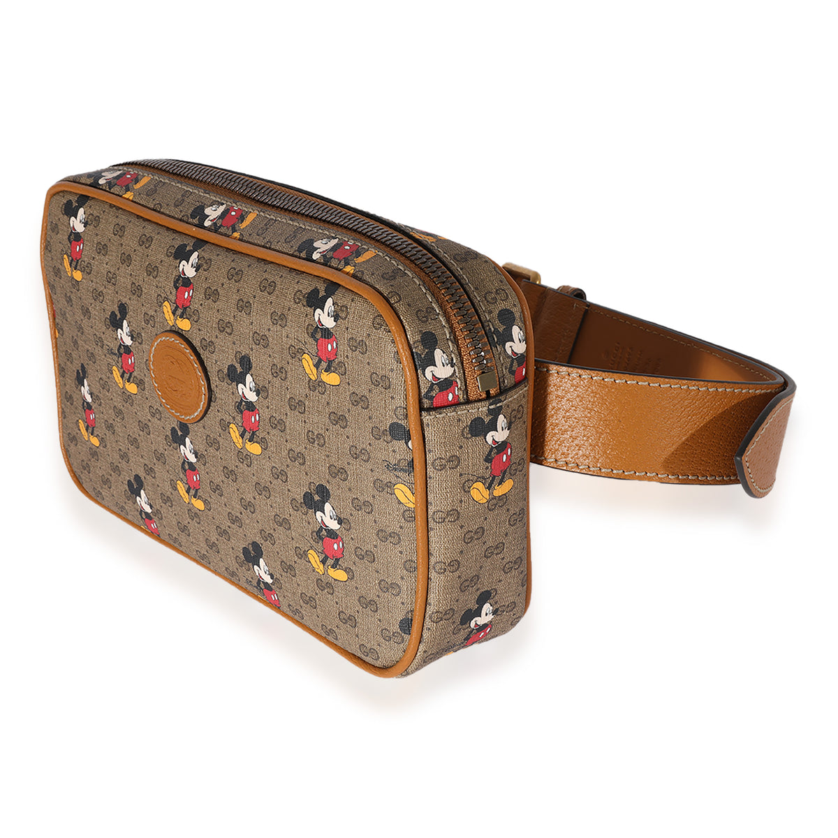 Brown Gucci GG Supreme Mickey Belt Bag